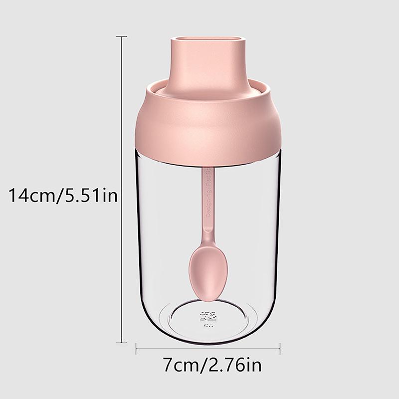 Transparent Kitchen Supplies Glass Spice Jar For Salt Sugar Pepper Powder With Spoon Plastic Seasoning Bottle Salt Storage Box