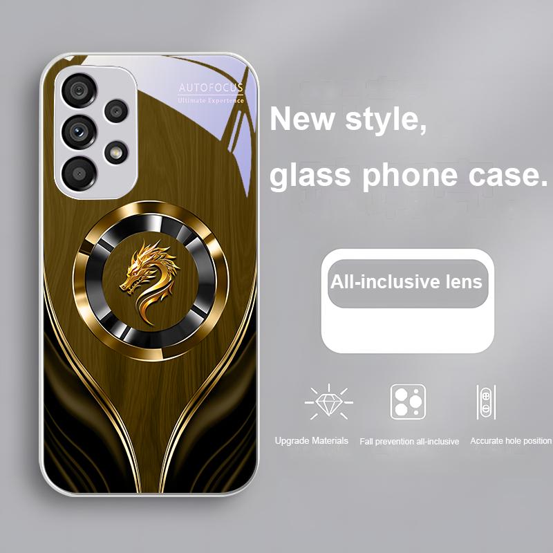 Cloth patterned dragon for Samsung Galaxy S24 Plus S20 21 FE S23 Ultra S8 9 A70 72 73 50 51 52 53 Tempered glass phone case
