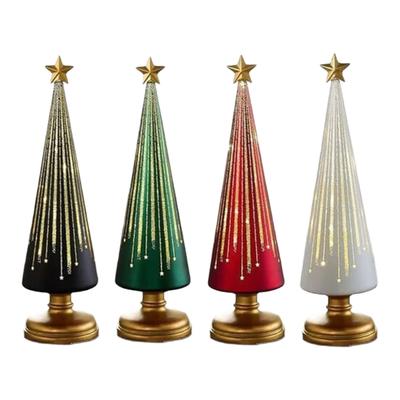Grade Glass Christmas Forests With Constructed In 6H Clock Rechargeable Sparkling Indoor Holiday Decoration Set