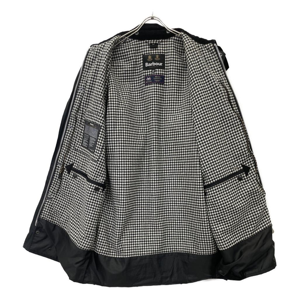 Barbour B&Y Exclusive 22AW 222MWX2134 BORDER MOON Wool Houndstooth Lined Oiled Coat Jacket 38 blackUsed