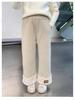 Girls' Warm Lambswool Wide-Leg Winter Pants
