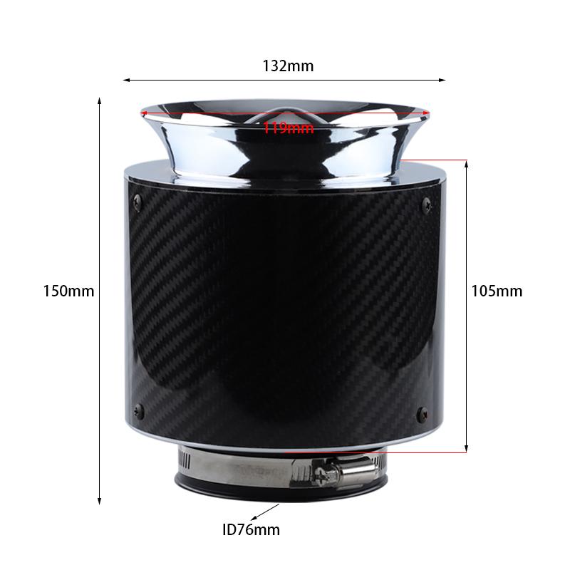Air Filter Car Universal High Flow 76mm/3inch Cleaner High Performance for Carbon Fiber Cold Air Intake Car Accessories