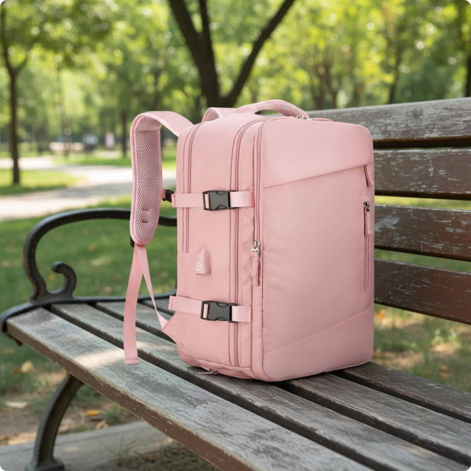 Business Backpack Waterproof Travel Laptop Large Capacity Daypack for Office Pink