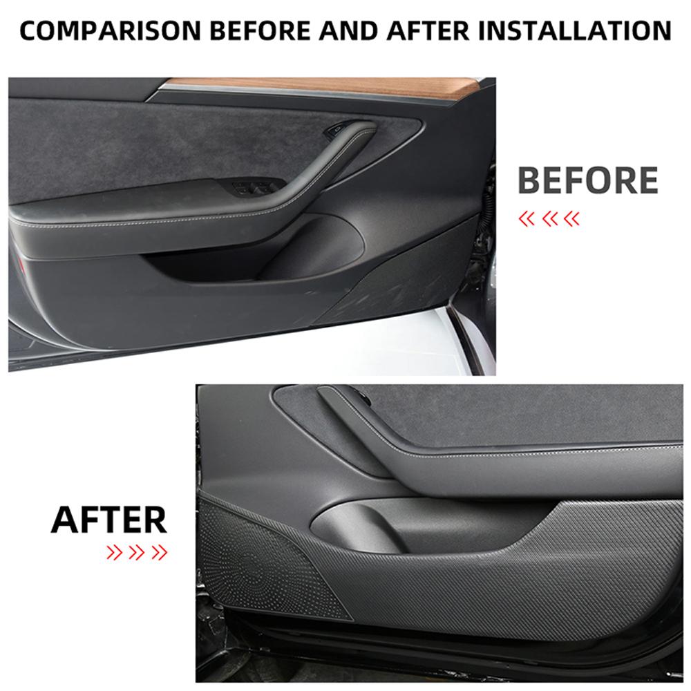 For Tesla Model 3 2017–2023 Model Y 2020–2024 Leather Car Door Anti Kick Pad Protection Interior Scratch Resistant Sticker