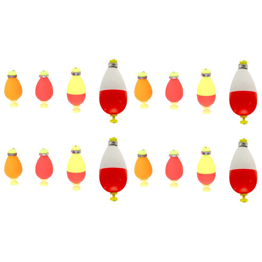 16pcs Fishing Bobbers Floats Pear Shape EVA Spring Foam Floats Weighted Bobbers for Trout River Lake 16pc Assorted