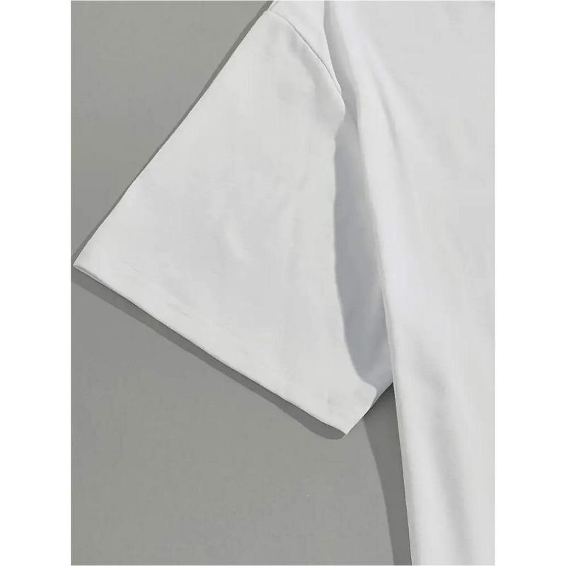 Camiseta Estampada Gráfica, Manga Corta Cuello Redondo Top Casual para Verano y Primavera, Ropa de Mujer