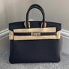 Leather Handbag With Silver Lock For Elegant Women Day Use