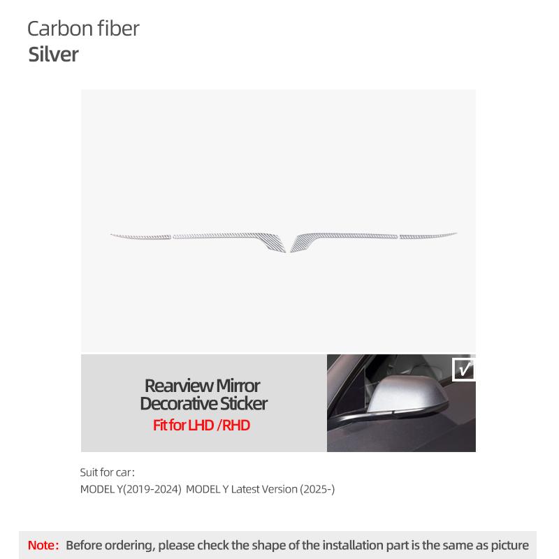 For Tesla Model 3 Highland 2026 Model Y Juniper Carbon Fiber Rearview Mirror Decoration Strip Protect Sticker Car Accessories