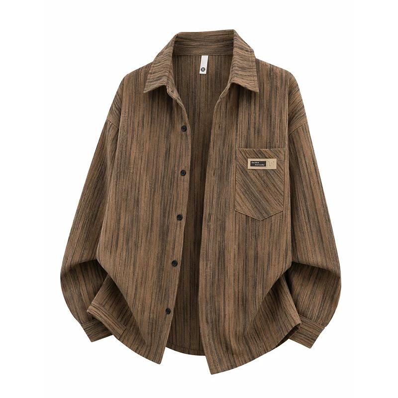 Men's Shirt 2026 Autumn New Arrival Shirts Men Corduroy Tie Dye Shirt Hong Kong Style Loose Long Sleeve Casual Blouse