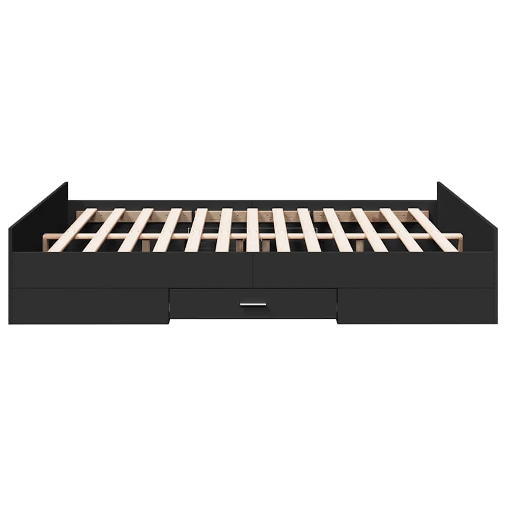 Bed Frame with Drawers Black 150 x 200 cm Engineered Wood