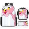 Pantera Rosa Pantera Rosa Pantera Rosa Cartone Animato Zaino Zaino Astuccio Set da Tre Pezzi
