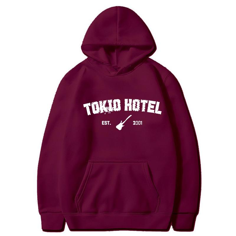 

Tokio Hotel Мужская толстовка с капюшоном Rock Band Kaulitz Back Print Германия Летняя черная футболка с коротким рукавом Женская толстовка с капюшоном Простая свободная одежда S