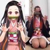 Anime Demon Slayer Kamado Nezuko Cosplay Kimetsu No Yaiba Costume Kimono Uniform Clothes Props Set