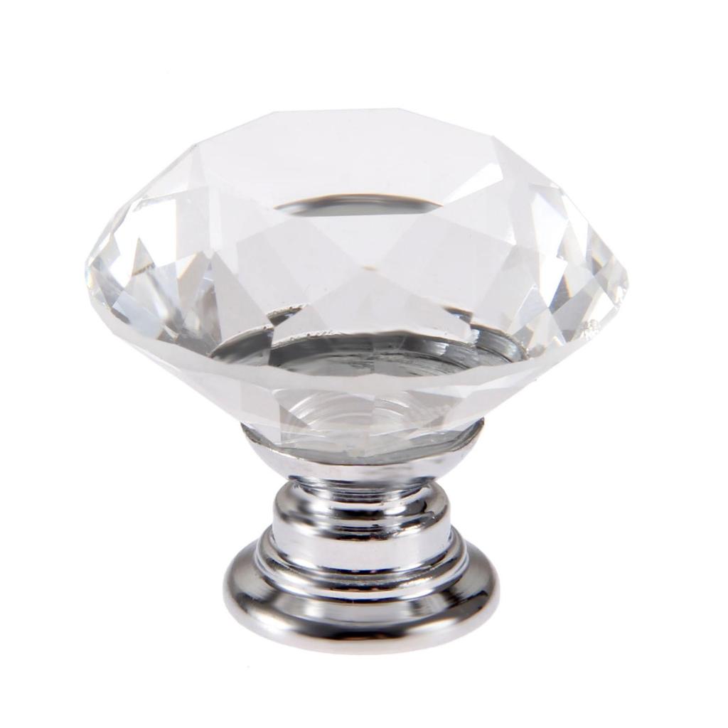 Gold Bottom 40mm Crystal Glass Drawer Knob Handle