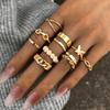 10 Pcs/Set Retro Originality Imitation Pearl Arthrosis Rings Butterfly Rings Sets for Women Personalized Daily Party Zircon