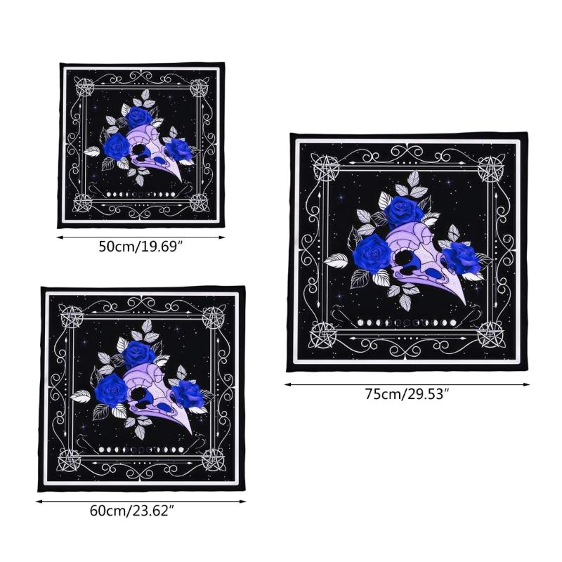 Divinations Tablecloth Skull Bird Head Flower Astrologys Tarot Cards Tablecloth Altars Cloth Divinations Game Accessory
