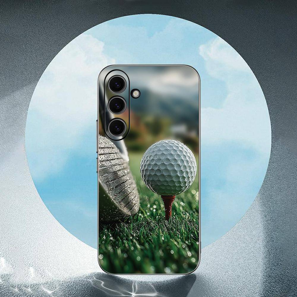 Sport Art Golf Ball For Samsung Galaxy S25 S24 S23 Ultra S22 S21 Plus S20 Black Soft Silicone Protective Case