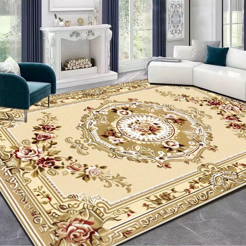 European Style Golden Large Living Room Carpets Luxury Decoration Washable Plush Bedroom Rug Lounge Tatami Non-slip Floor Mat