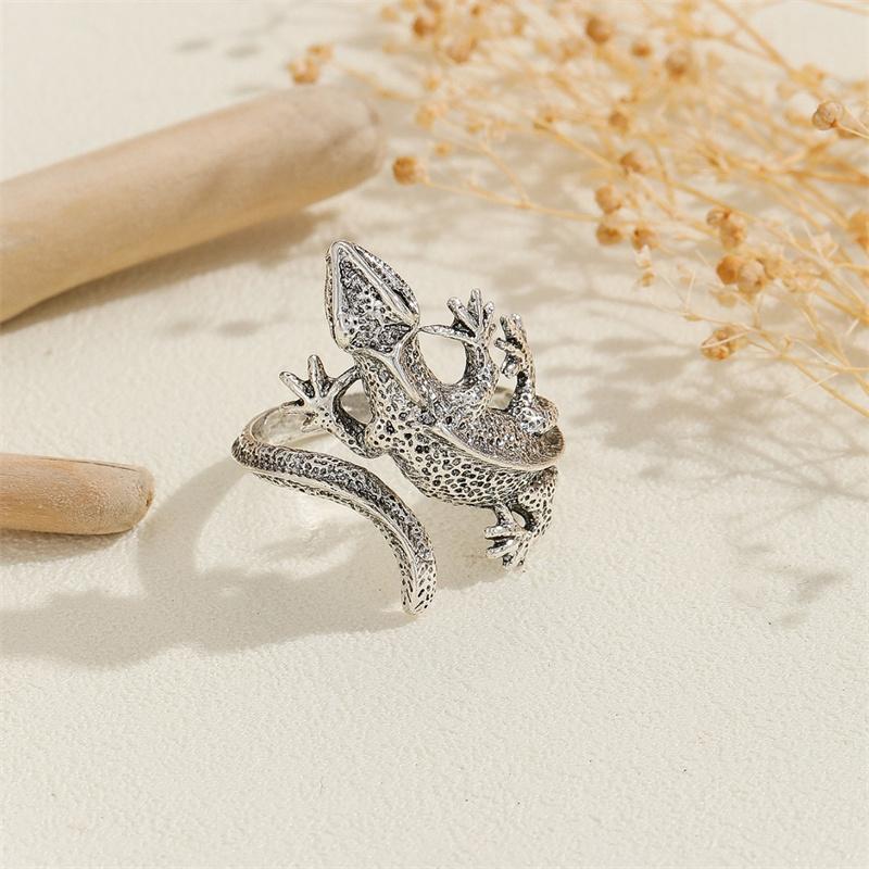Vintage Silber Farbe Tier Eidechse Ringe für Männer Frauen Trendy Gecko Hip Hop Rock Ring Schmuck Geschenk