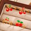 Elegant Cherry Rings Fashionable Rings Adjustable Open Rings Copper Texture Suitable for Dates Parties and Daily Outfits