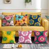 Chinese Flower Cushion Cover Soft Plush Fabric DoubleSided Printed Pillowcase for All Seasons Home Decor