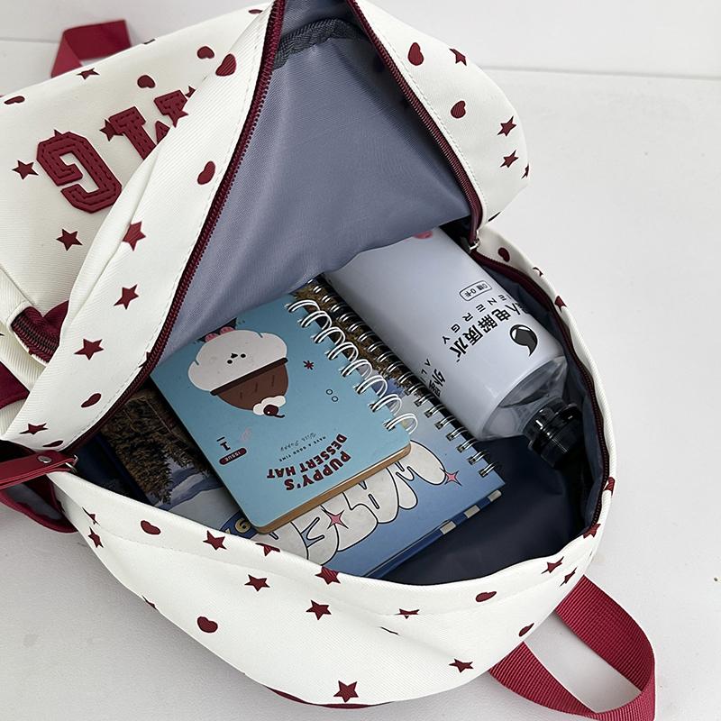 Children's Small Backpack Color Block Stars Print Student Schoolbag