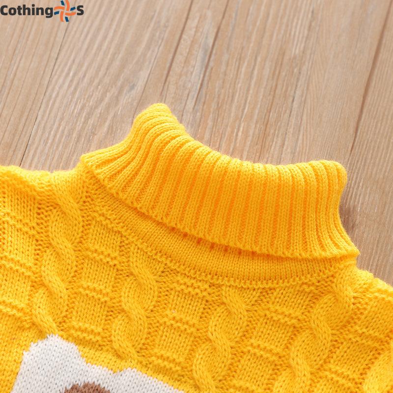 Children's Sweaters Fall and Winter Long-sleeved Boys and Girls Cartoon Turtleneck Knit Sweater