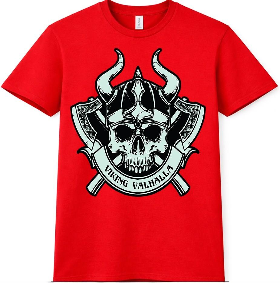 Viking Skull TShirt Valhalla Norse Warrior Helmet and Axes Graphic Tee S