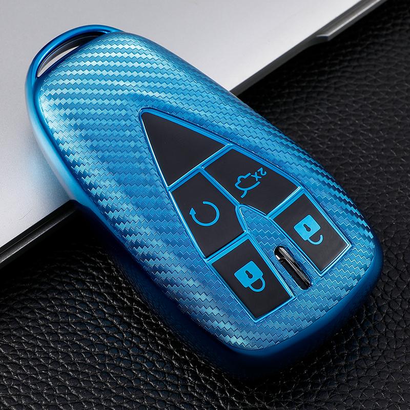 For Changan CS35 PLUS CS55 PLUS CS75 PLUS 2019-2022 TPU Carbon Fiber Car Smart Key Case Cover Bag Shell Keychain Protector