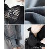 [Newne] Sleeve lace puff sleeves tops knit Transparency long sleeve Beautiful Elegant formal pullover spring autumn long sleeves design Transparent