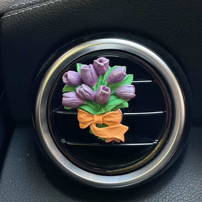 Ins Car Perfume Tulip Flower Aroma Diffuser Car Accessories Diffuser Stone Air Vent Bouquet Gift Creative Gift