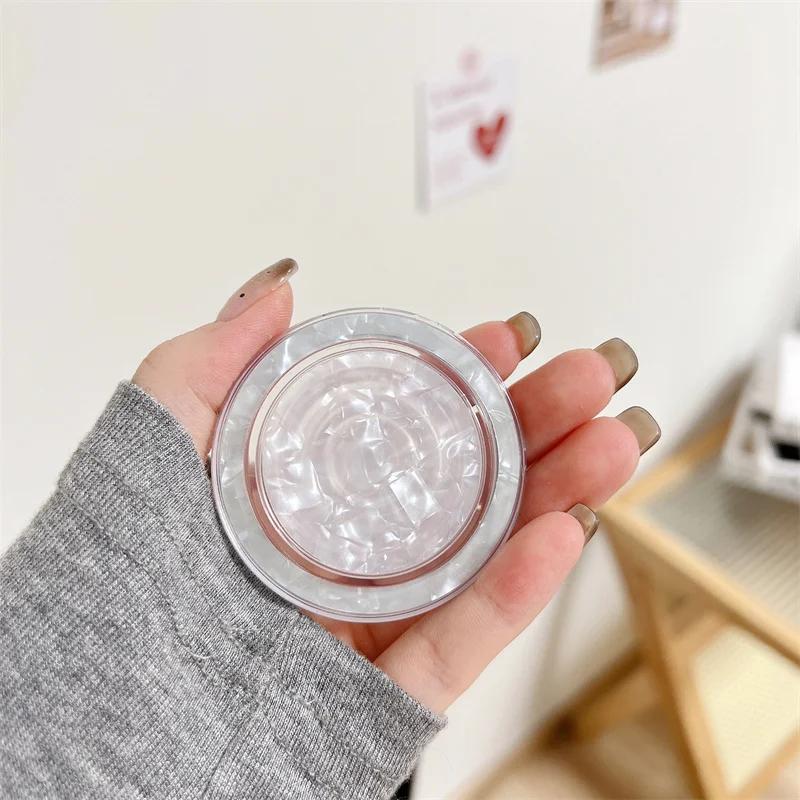 Luxury Shinny Shell for Magsafe Magnetic Phone Grip Bracket Stand Holder Finger Ring Seashell Pattern Case Cover Back Support
