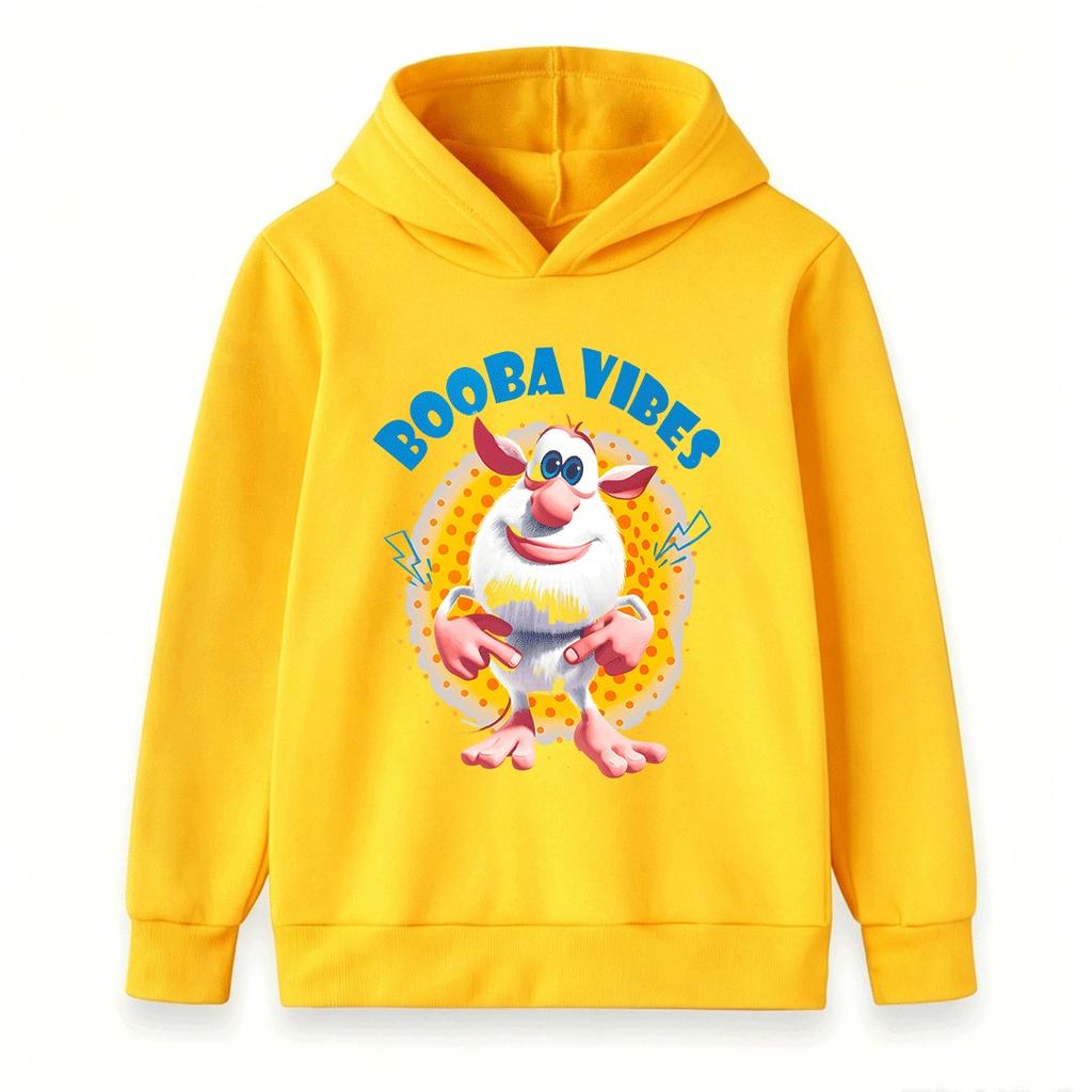 Sudadera Informal para Niños y Niñas, Sudadera con Capucha de Manga Larga con Estampado Gráfico de Dibujos Animados Booba Vibes, Top Holgado Ligero Cómodo Para el Día a Día