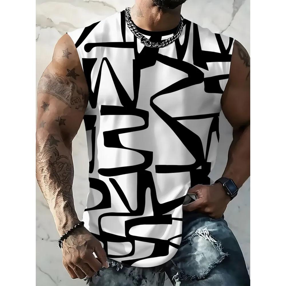 Fashionable Comfortable Sleeveless Fun Pattern Vest 3D Print Streetwear Tops Loose Casual Sport Breathable Oversized Round Neck Vest