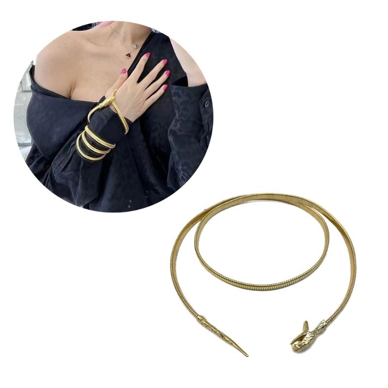 Bendable Snake Body Chain for Women Adjustable Punk Snake Belly Chain Flexible Multi-Purpose Bracelet Necklace Jewelry