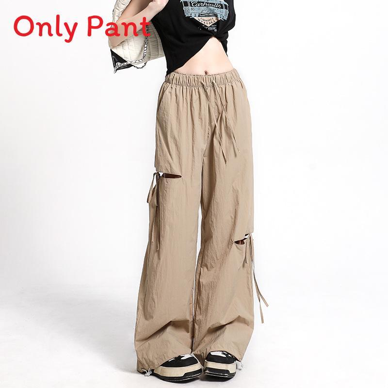 Women Fast Dry Cargo Pants With Ripped Details For Casual Streetwear