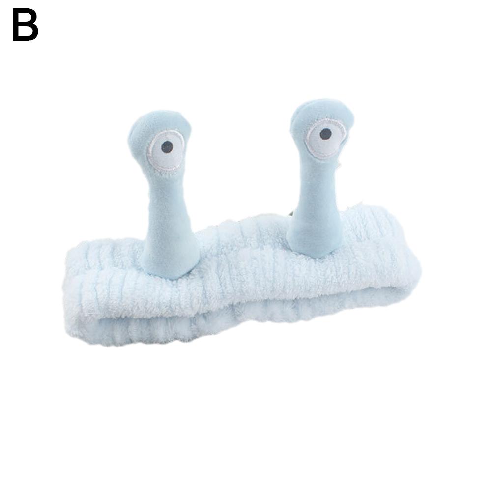 Cartoon Big Eye Snail Headband For Washing Face Cute Elastic Snail Makeup Hair Band Soft Coral Fleece Hairbands For Women Girls