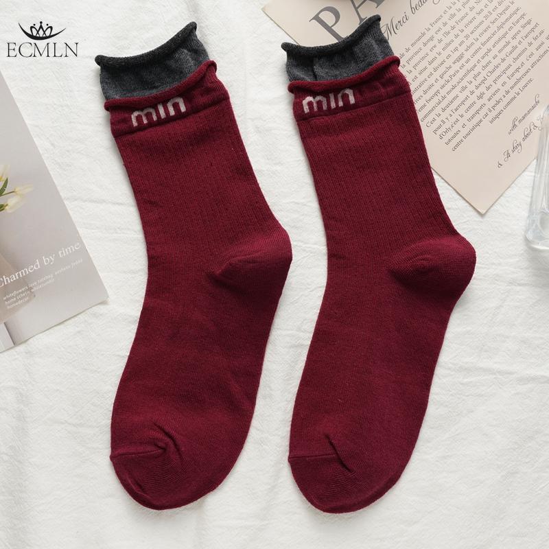 Angora Red Trendy Letter Women's Socks Mid-Tube Trendy Color Matching Socks