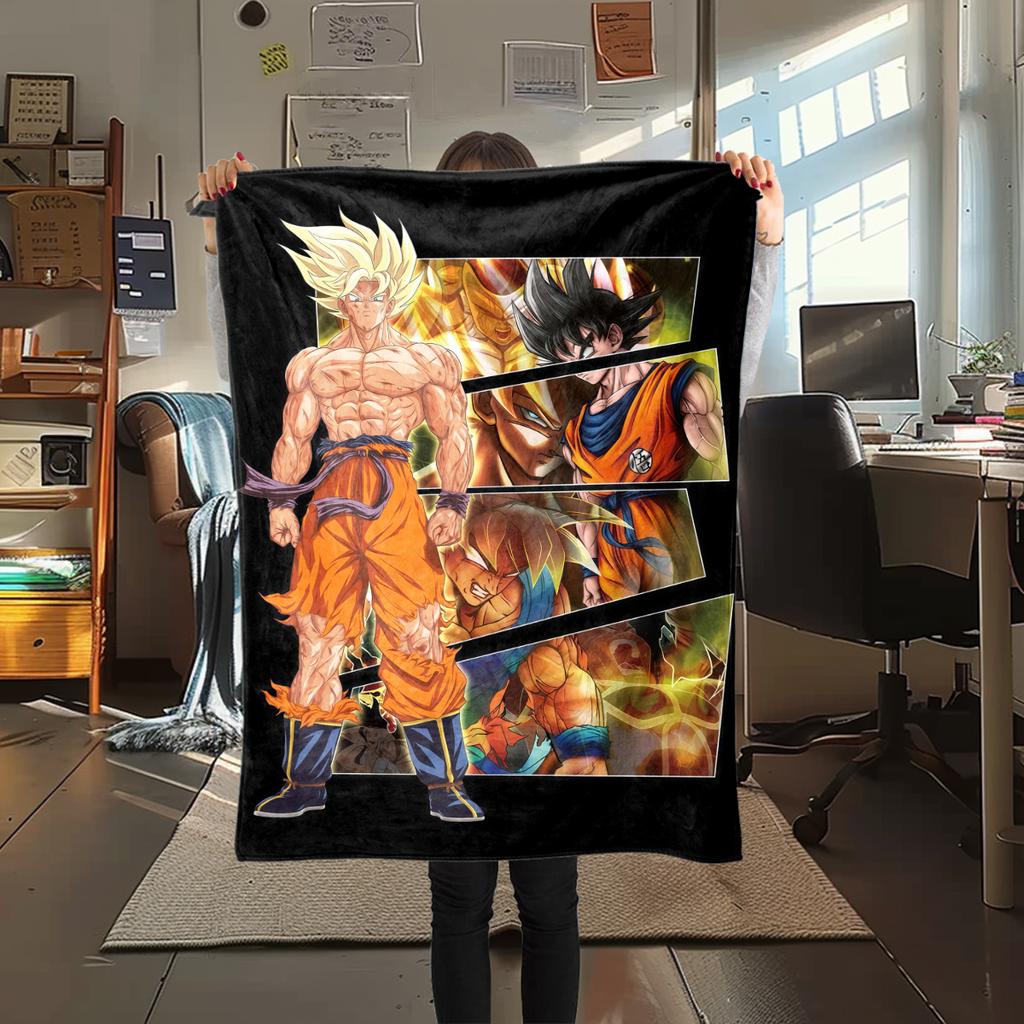 1 vnt. „Dragon Ball Super“ spausdinta flanelinė antklodė, aukštos kokybės, visų sezonų, namų dekoras, šiluma ir komfortas, puikiai tinka Kalėdų dovanoms