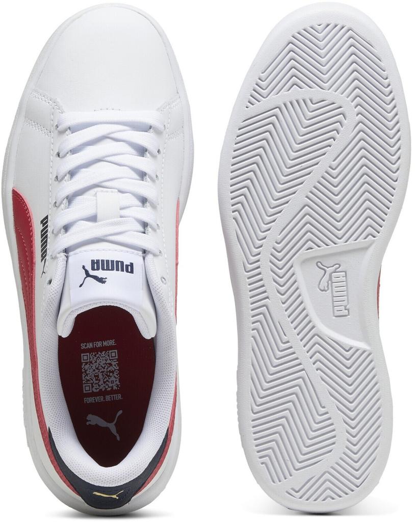 Кроссовки Puma Smash 3.0 L Leather Teenager белый/клубный красный/клубный темно-синий