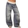Vintage Street Hottie Taille Design Sinn Gewaschene Blaue Jeans Damen Y2K