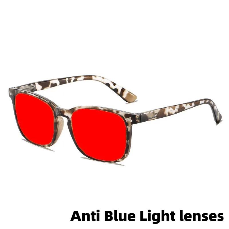Fashion Square Frame Plain Glasses Orange & Red Lenses Anti Blue Light Glasses Gaming Protective Eyewear Night Driving Goggles