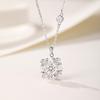 Classic S925 Sterling Silver Snowflake Pendant Necklace with Rotating Diamond for Women - High-End Clavicle Accessory