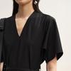 Women's Wool Blend Short Sleeve V-Neck A-Line Dress