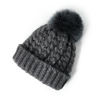 Pom Pom Drop Mixed Beanie