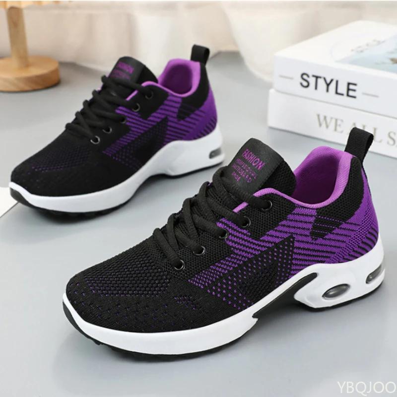 Women's New Color Blocked Shoes Casual Breathable Lace Up Shoe Fashion Comfort Sneakers Outdoor Light Anti Slip Ladies Shoes