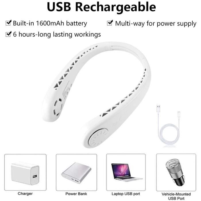 Mini USB Neck Fan - Leafless - Rechargeable - 3 Speeds