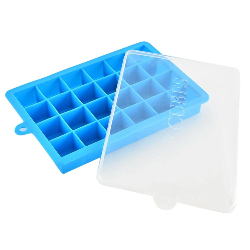 Square Shape Ice Cube Maker, Fruit Popsicle, Ice Cream Mold for Wine Bar Drinking, 24 Grids Silicone Ice Cube Tray Molds