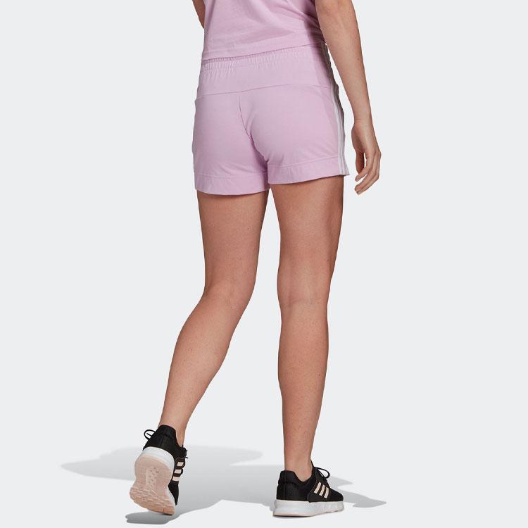Adidas Logo Embroidered Colorblock Striped Drawstring Training Shorts Women Bottoms Pink GM5527