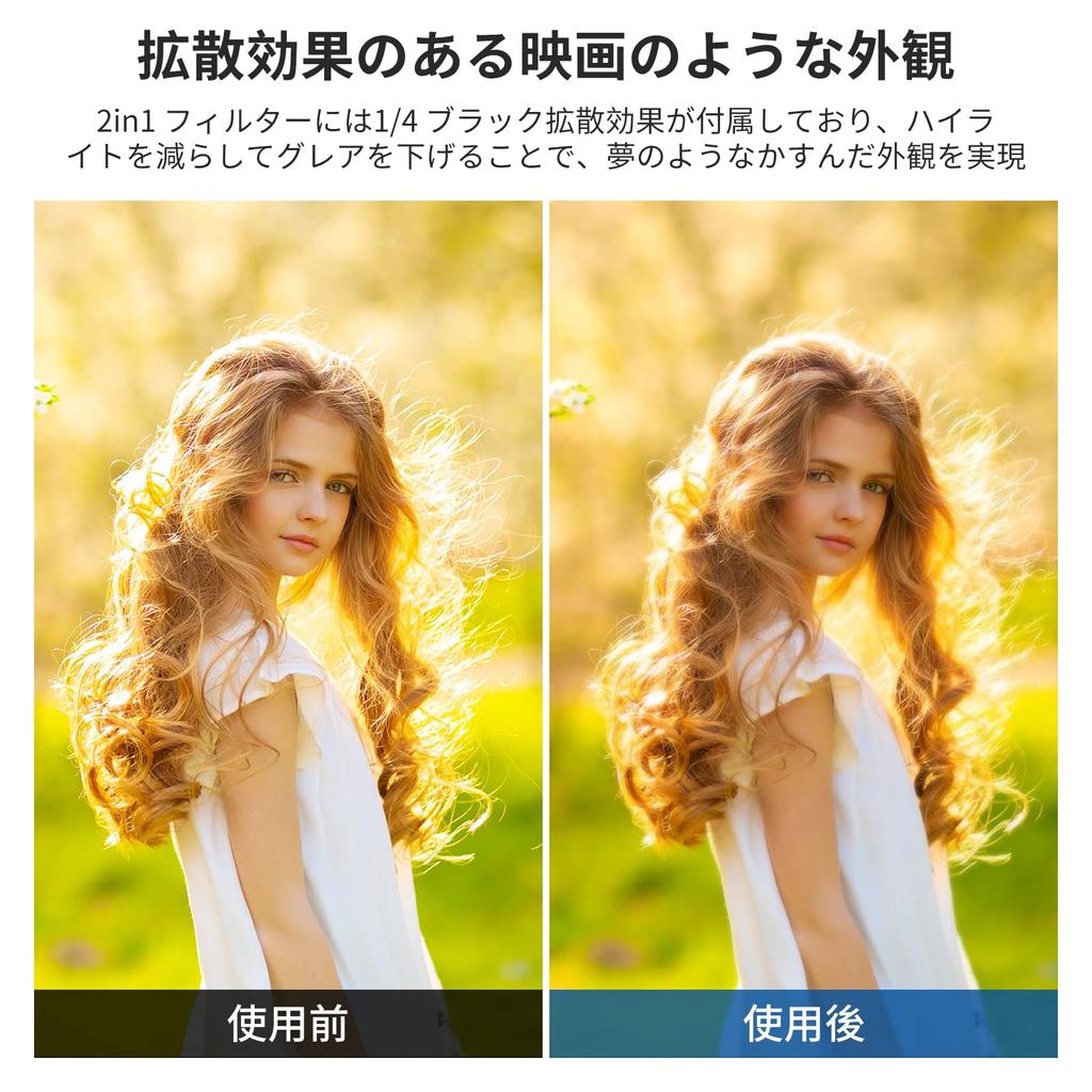 NEEWER 72mm Black Diffused Effect Variable ND HD Neutral Density Filter for Dreamy Cinematic No 1/4" Filter, 2-in-1 ND2-ND32 Filter, Effects,